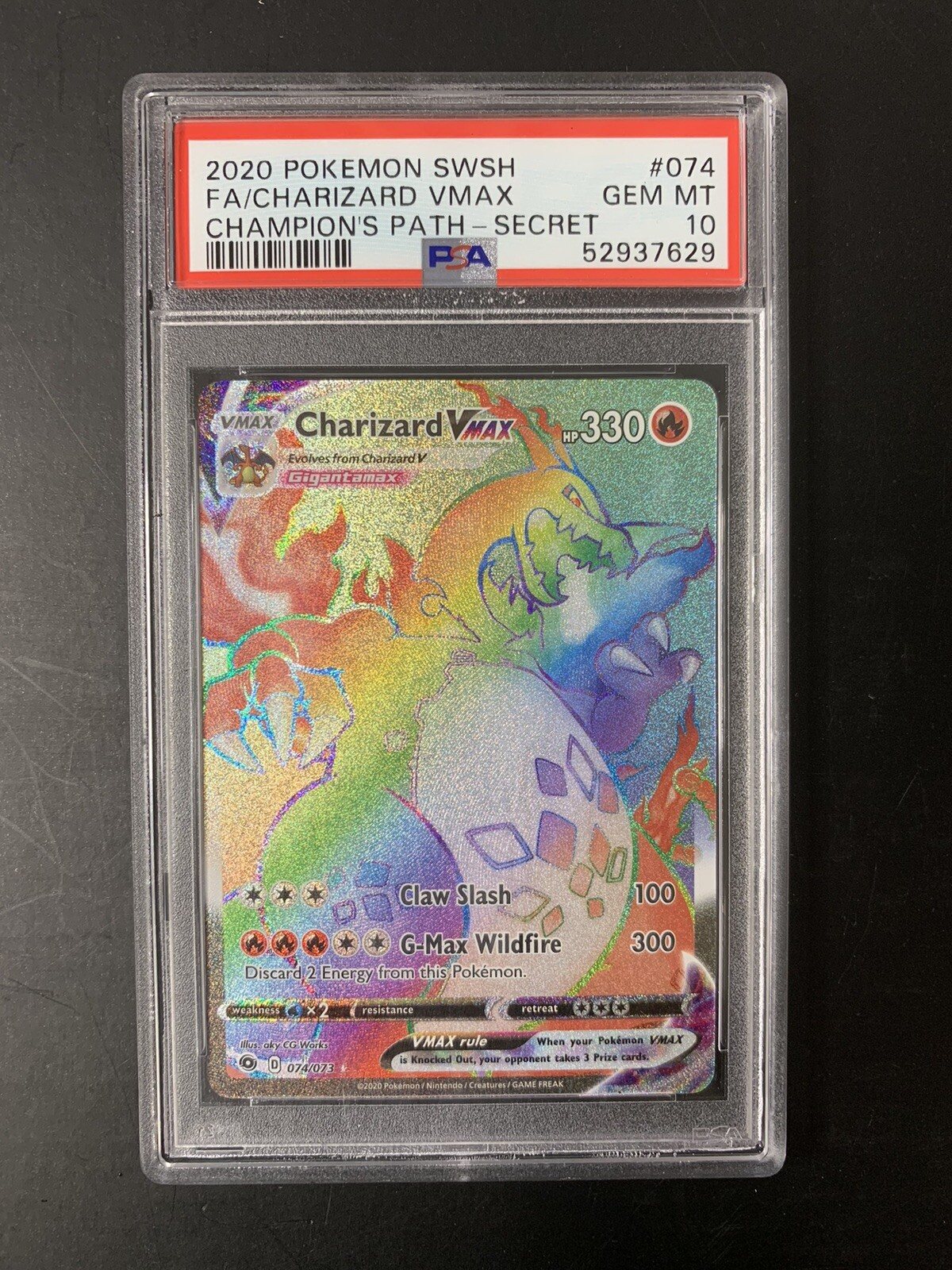 2020 Charizard VMAX Rainbow PSA 10 Champions Path Secret Full Art FA 74/73 SWSH – Photo 1