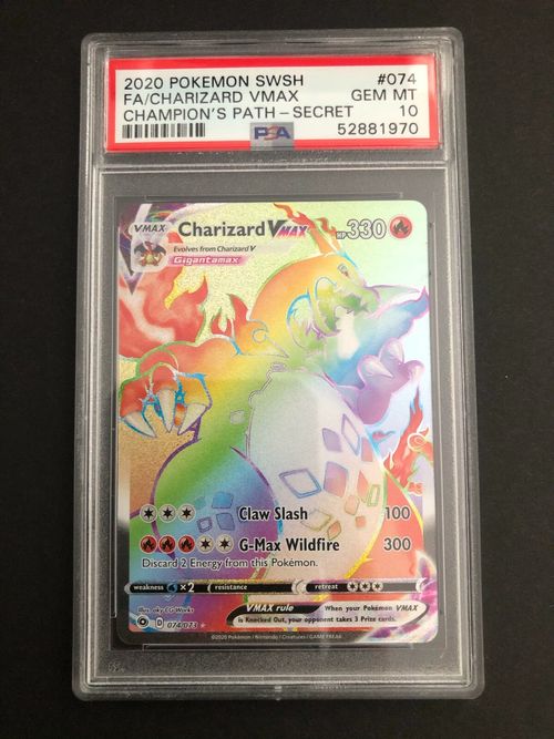 2020 Full Art Vmax Charizard PSA 10 Rainbow 074 Champions Path Secret Pokemon 74