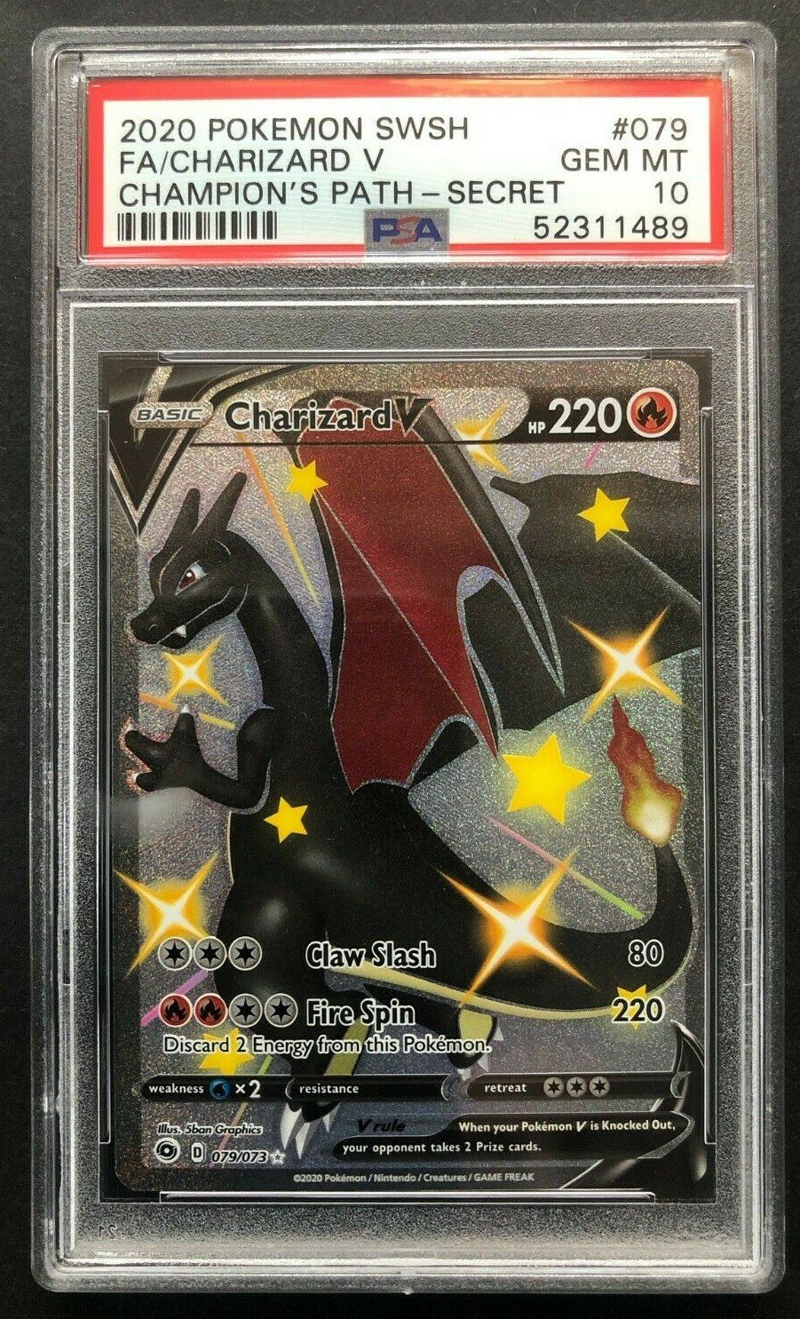 2020 Pokemon SWSH Full Art Shiny Charizard V PSA 10 Gem Champion's Path 79 Card – Photo 1