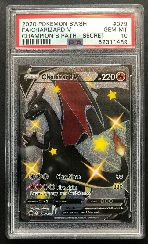 2020 Pokemon SWSH Full Art Shiny Charizard V PSA 10 Gem Champion's Path 79 Card